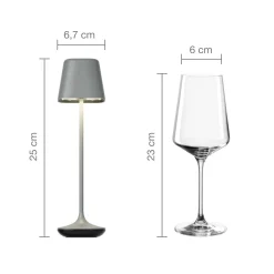 Akku-Tischleuchte CAPRI 25 cm grau