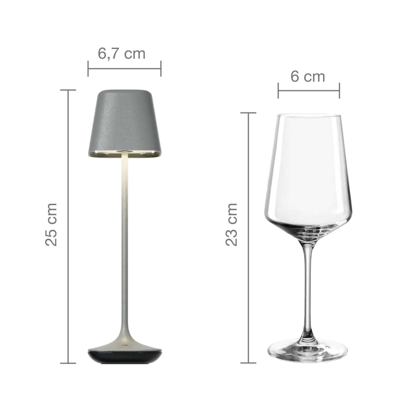 Akku-Tischleuchte CAPRI 25 cm grau