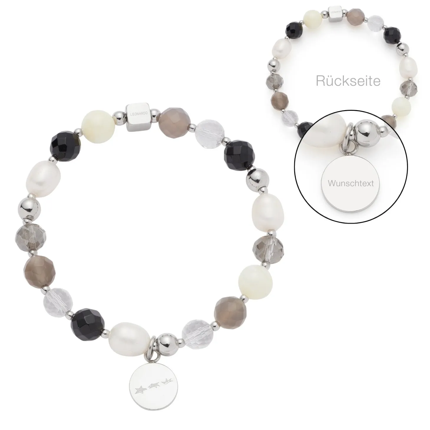 Armband HOPE silber/grau mit persönlicher Gravur