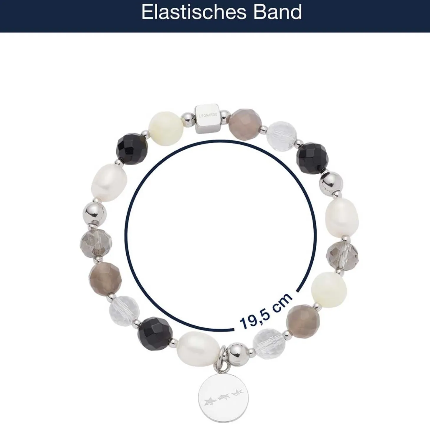 Armband HOPE silber/grau mit persönlicher Gravur