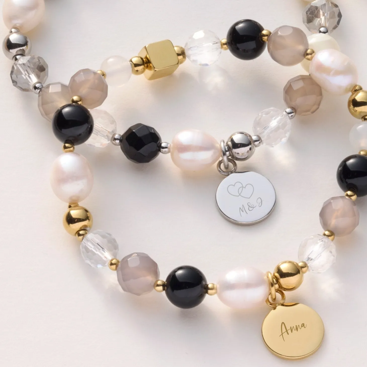 Armband HOPE silber/grau mit persönlicher Gravur