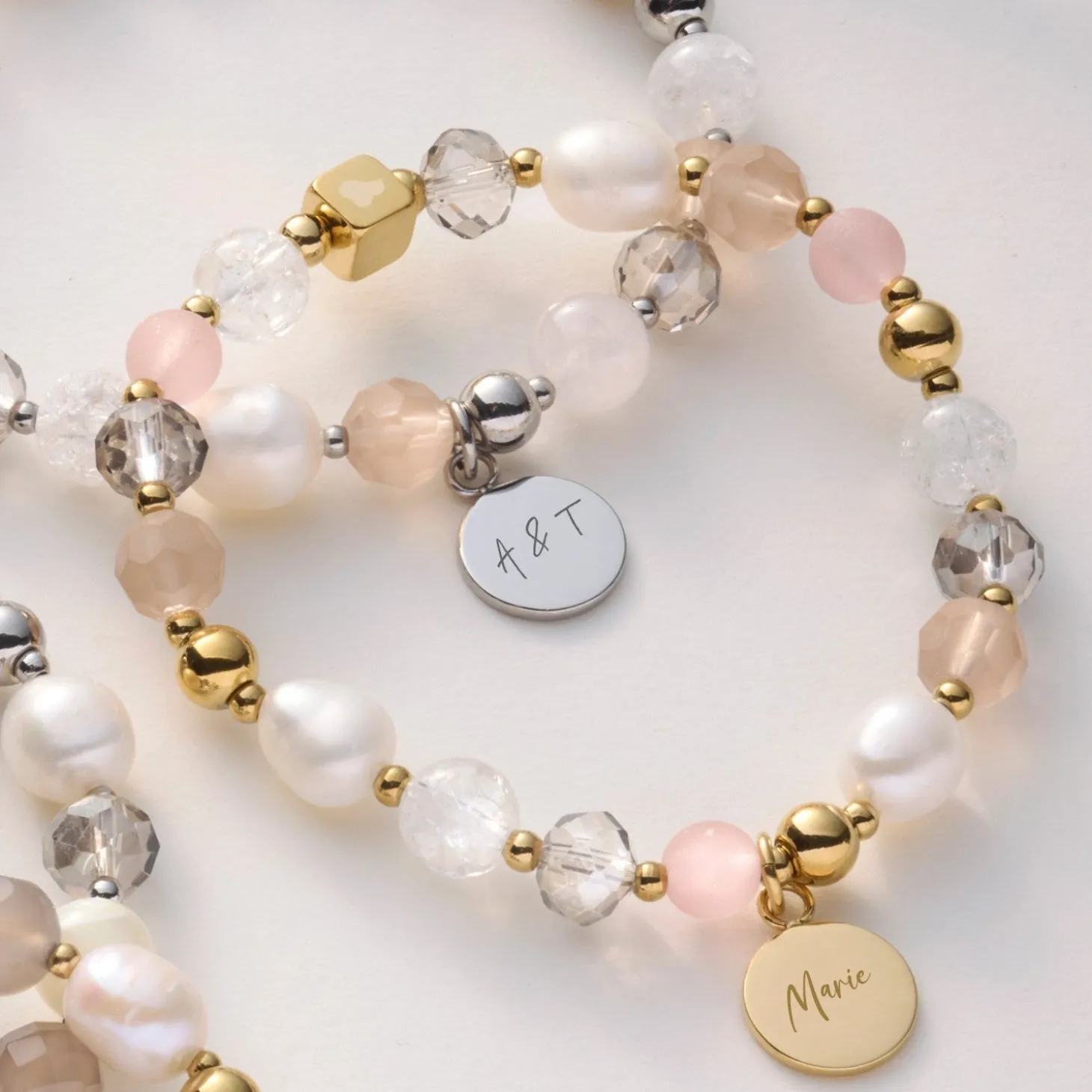 Armband HOPE silber/rose mit persönlicher Gravur