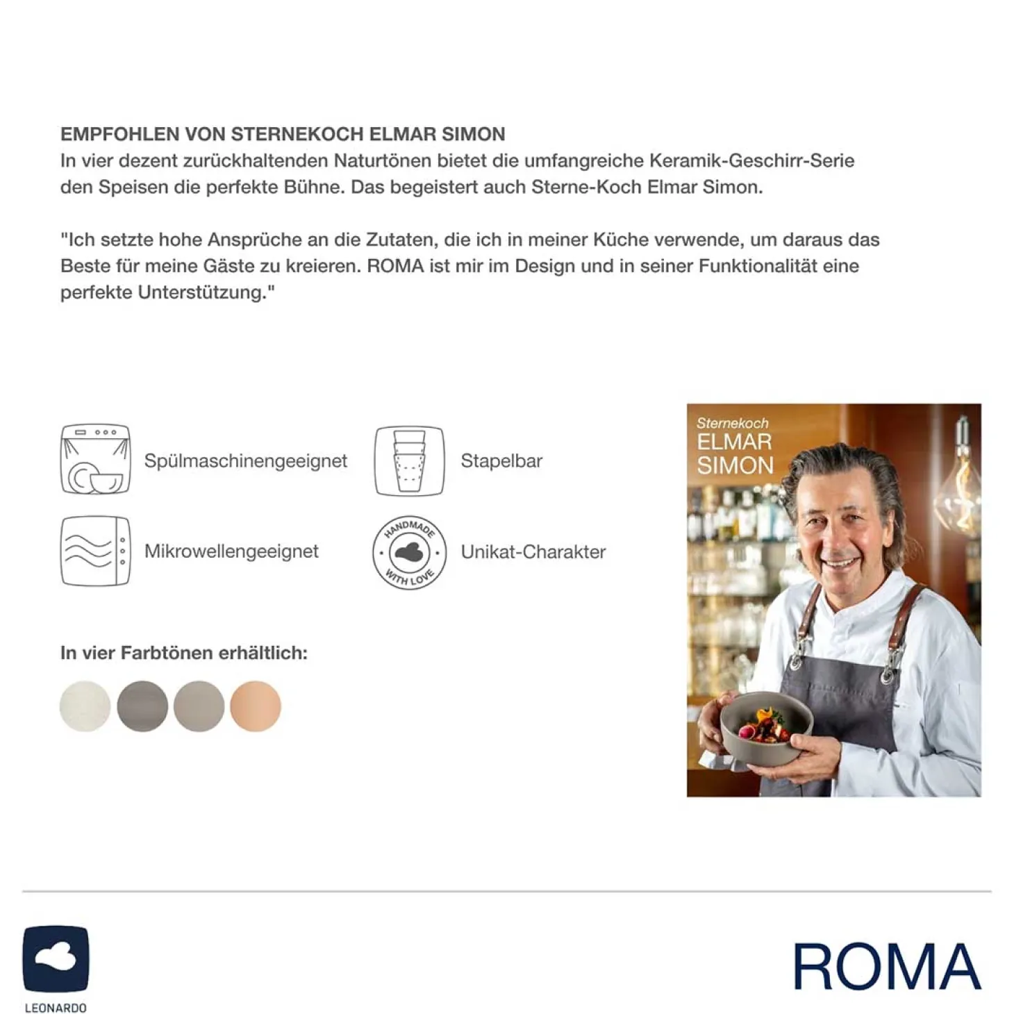 Geschirrset ROMA taupe 6-teilig