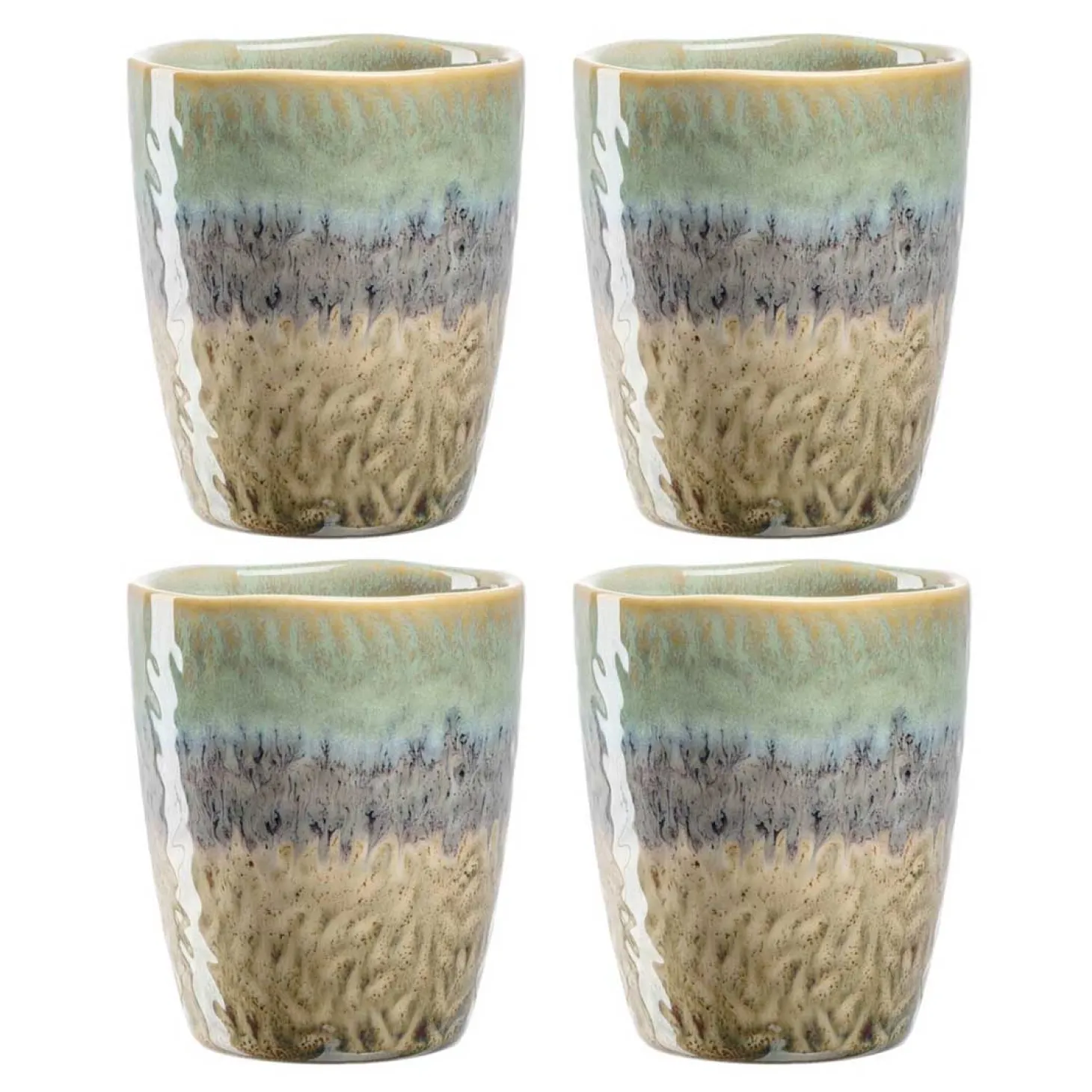 Keramikbecher MATERA 300 ml grün/anthrazit/beige 4er-Set
