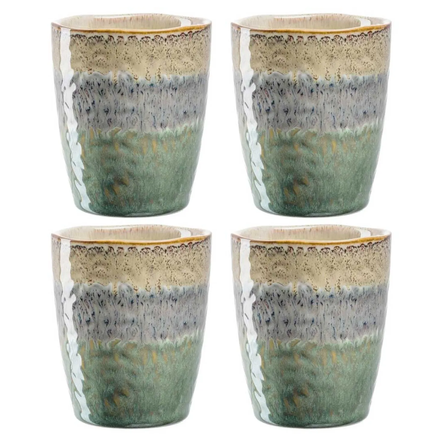 Keramikbecher MATERA 300 ml beige/anthrazit/grün 4er-Set