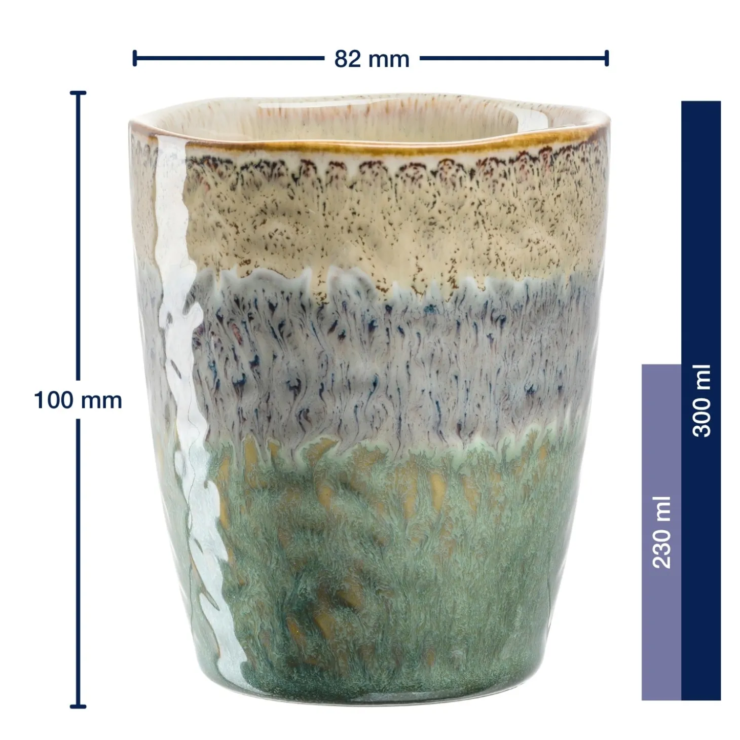 Keramikbecher MATERA 300 ml beige/anthrazit/grün 4er-Set
