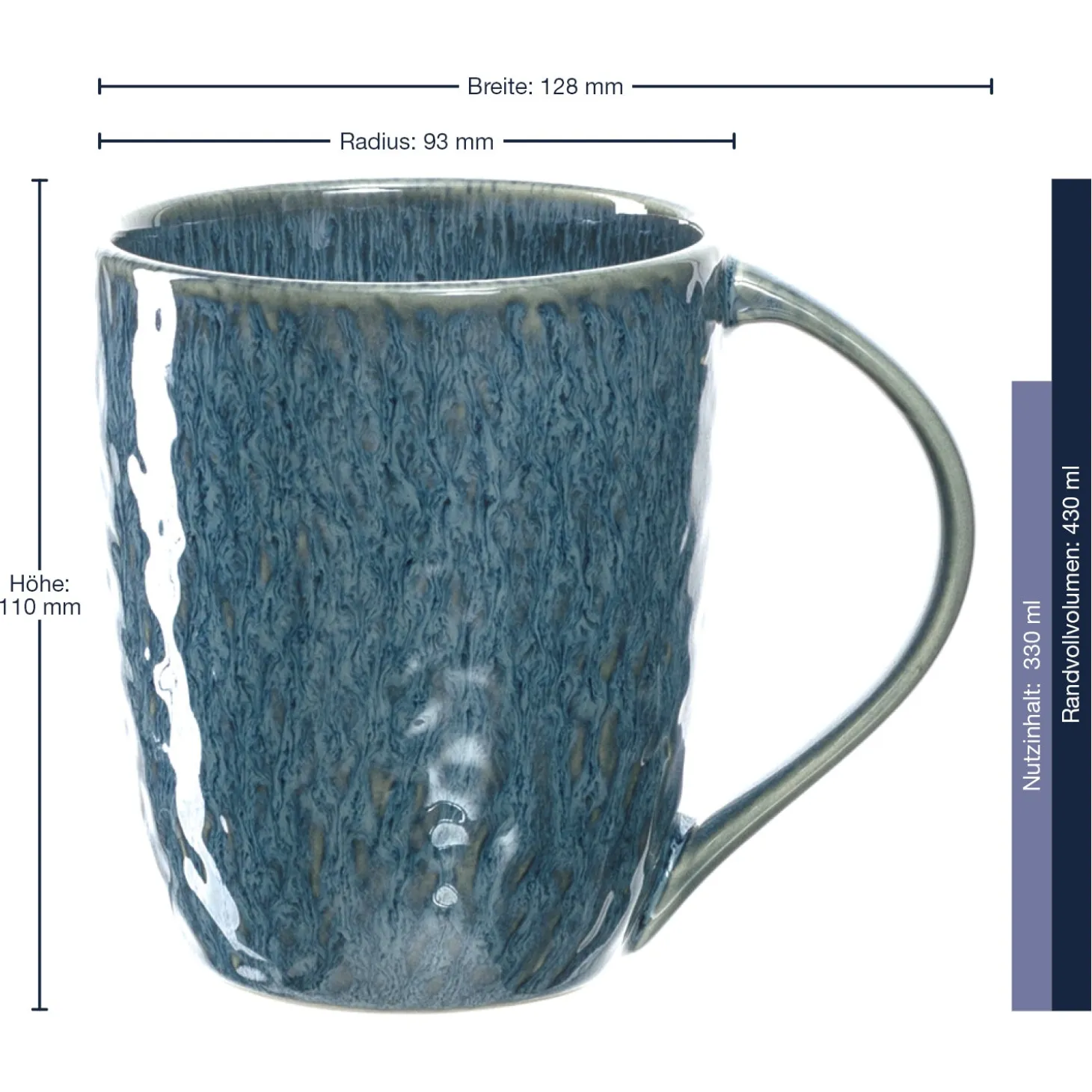 Keramiktasse MATERA 430 ml blau