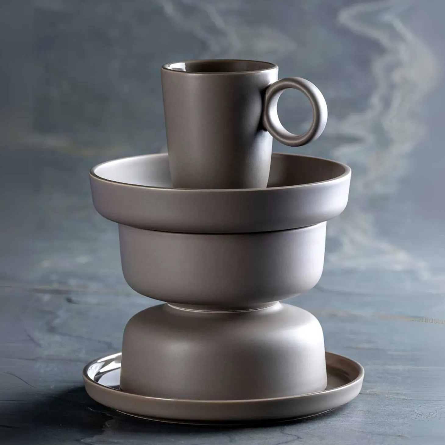 Keramikteller ROMA 20 cm taupe tief 6er-Set
