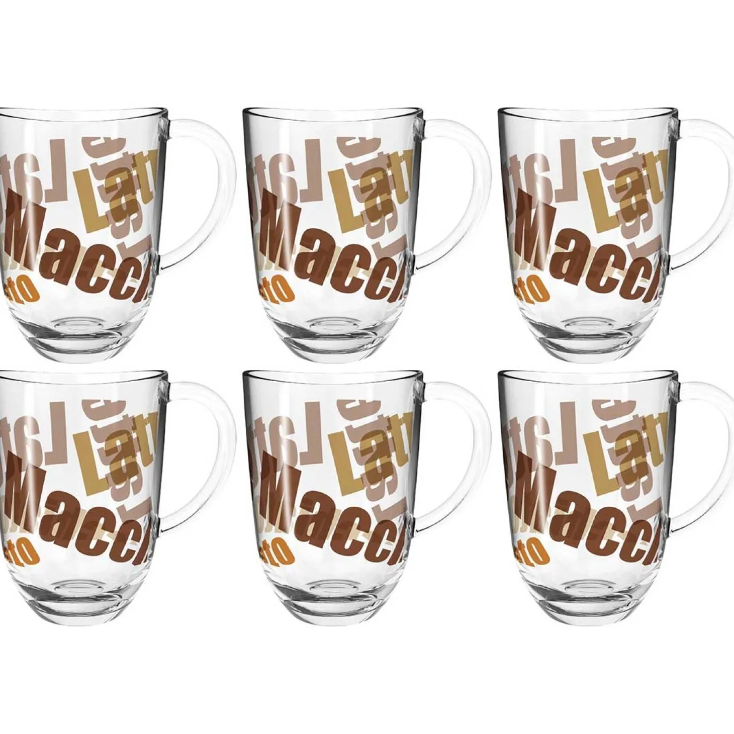Latte Macchiato Tasse NAPOLI 380ml 3farbig 6er-Set