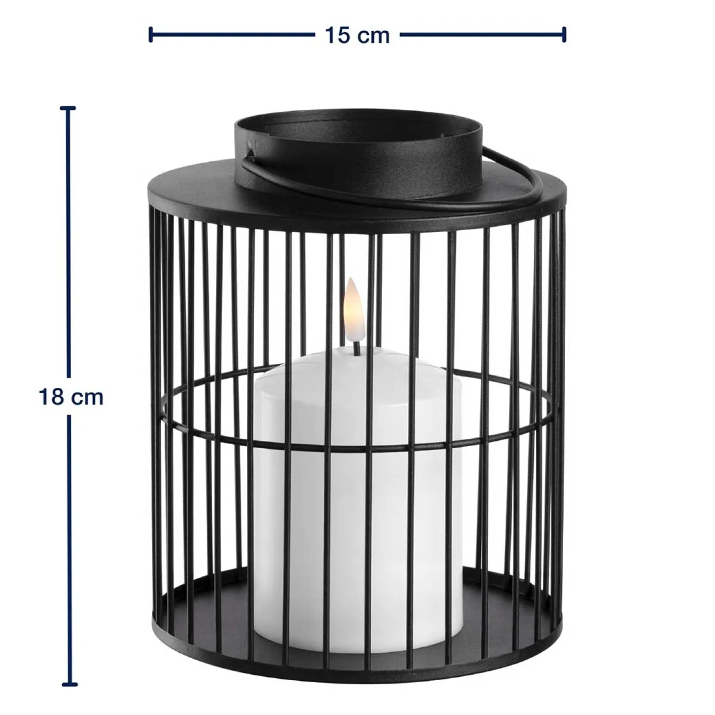LED Laterne SILENZIO 18 cm schwarz