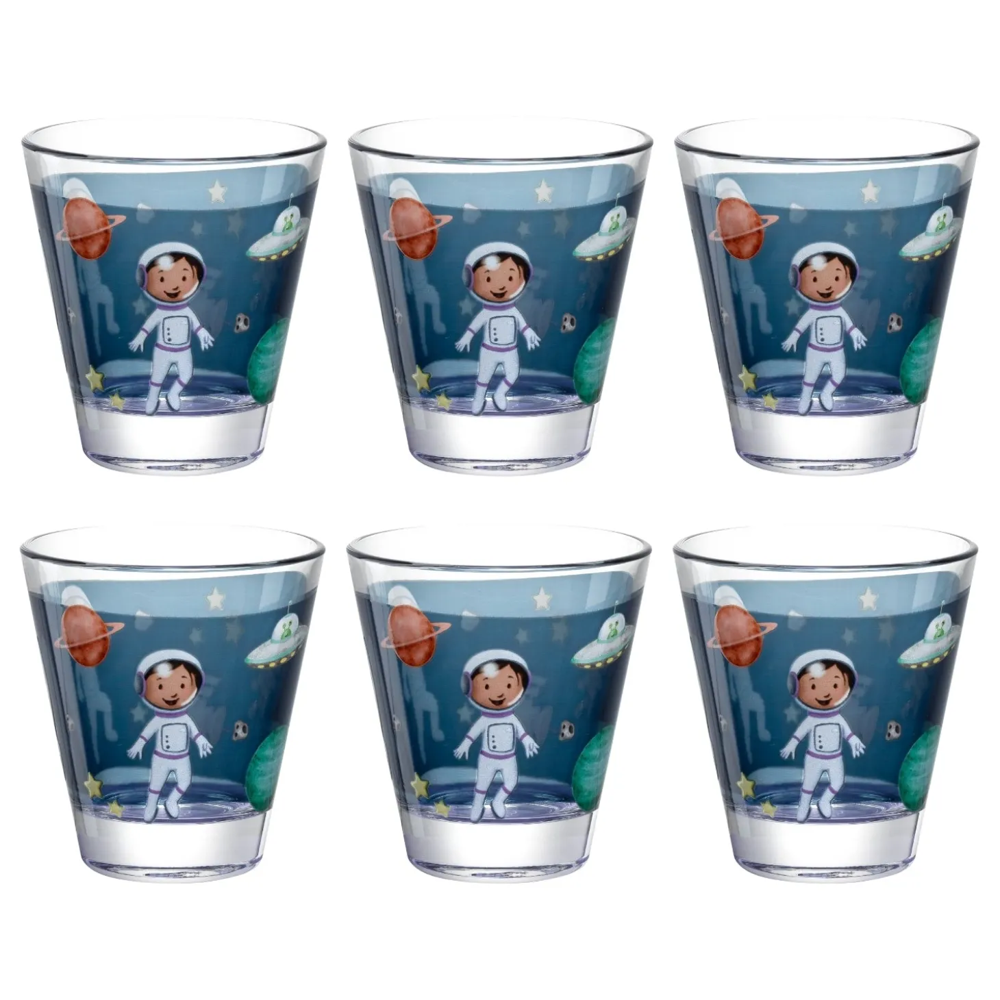 Trinkglas BAMBINI AVVENTURA 215 ml Weltall 6er-Set