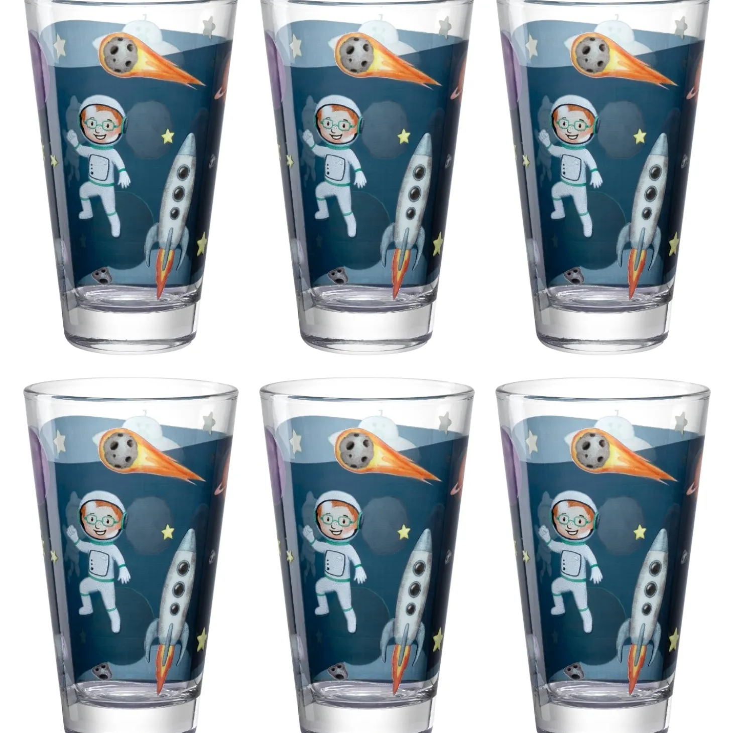 Trinkglas BAMBINI AVVENTURA 300 ml Weltall 6er-Set