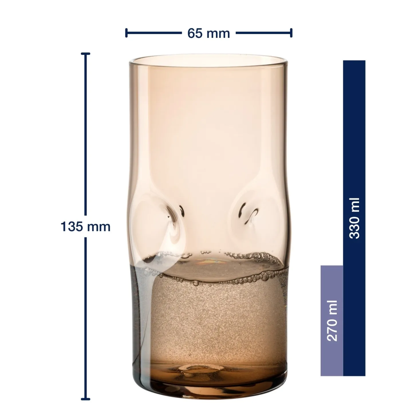 Trinkglas VESUVIO 330 ml braun 4er-Set